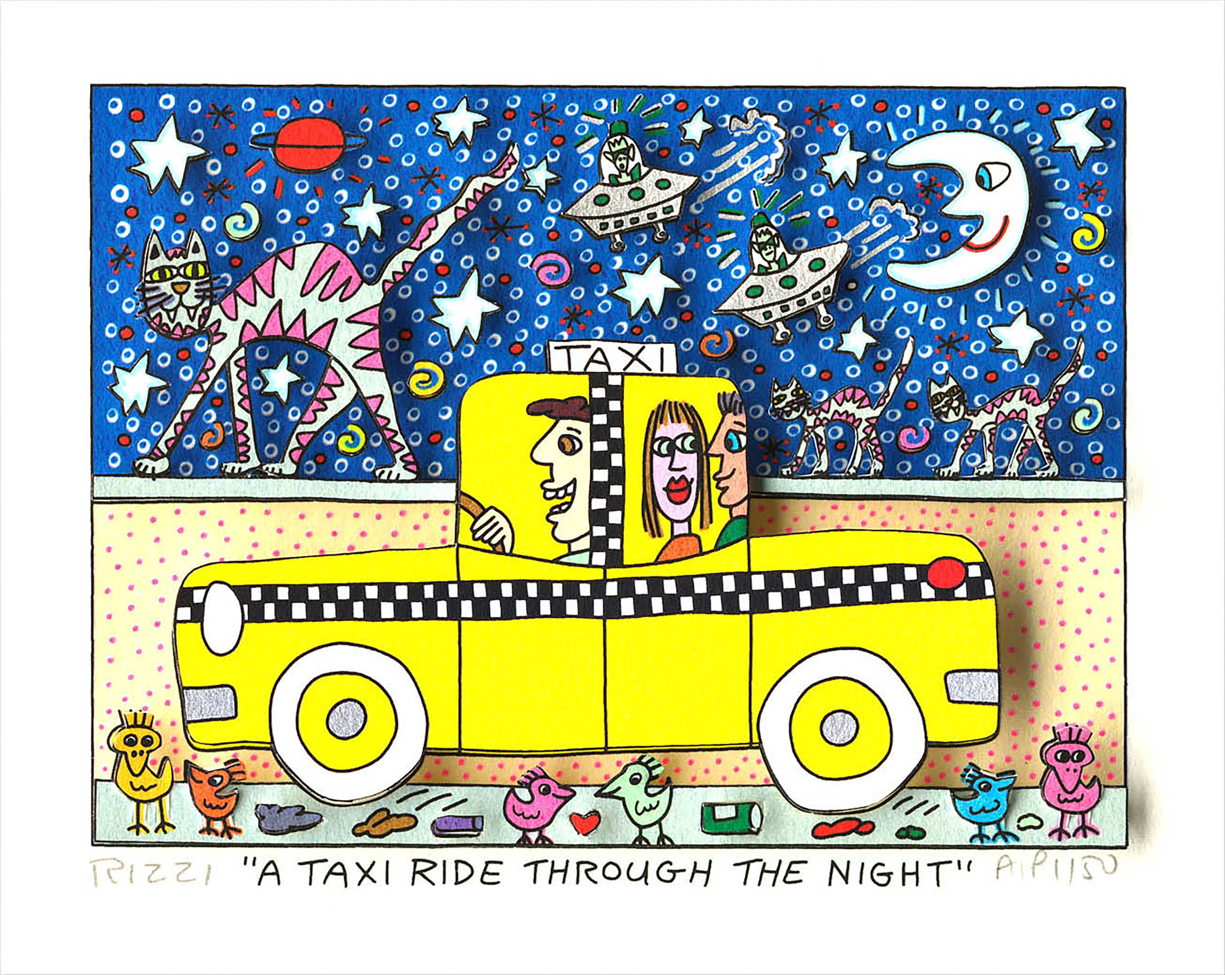A TAXI RIDE THROUGH THE NIGHT“ von James Rizzi | FANCYPICS.DE